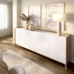 Aparador Sky 4 puertas blanco/natural 77,5x180x39,2 cm