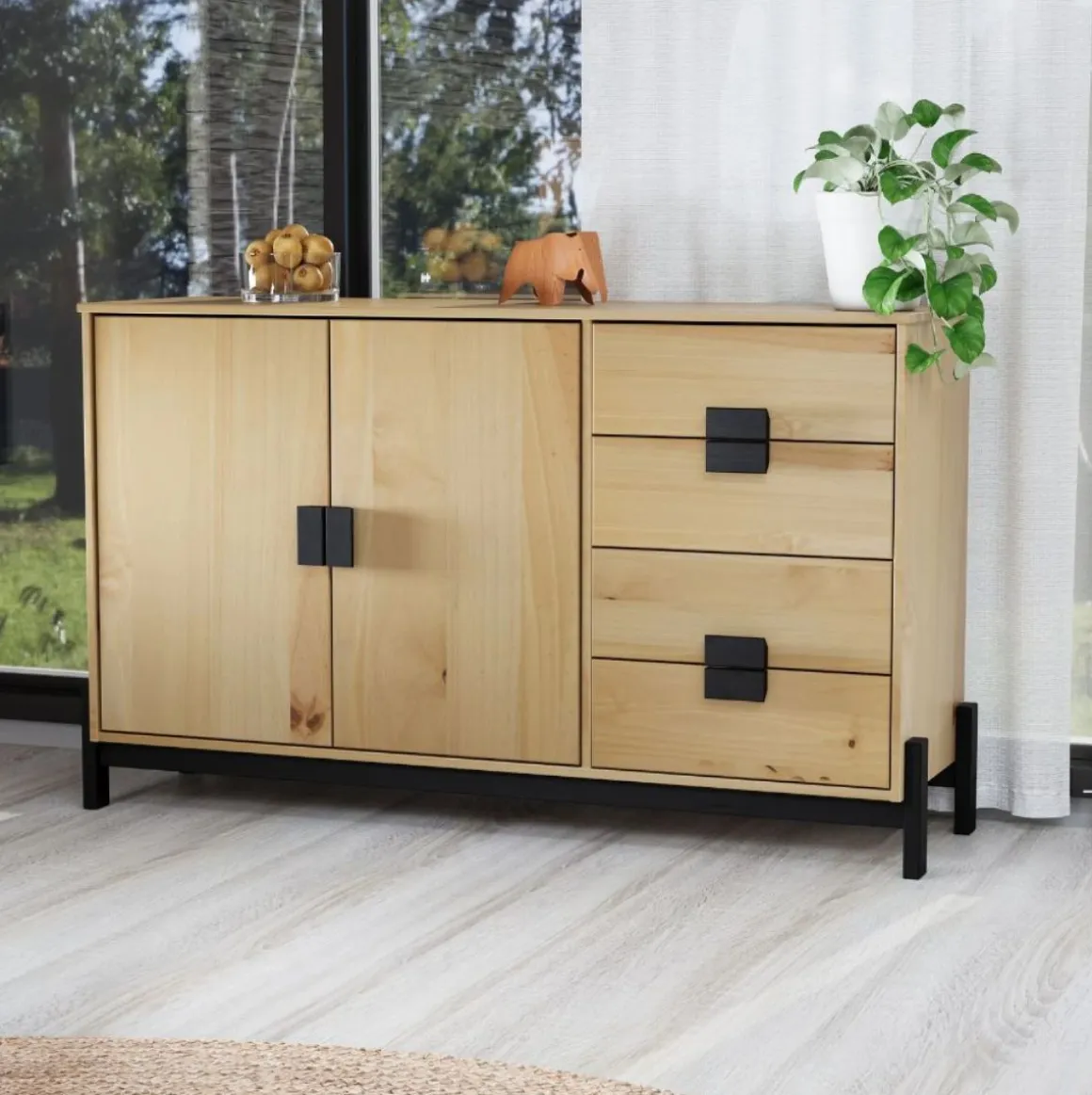 Aparador Soleá 2 puertas + 4 cajones natural 81x138x40 cm