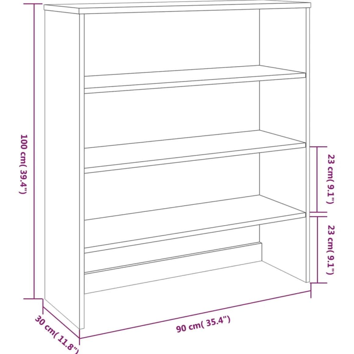 Aparador superior Hamar 3 niveles madera de pino 100x90x30 cm