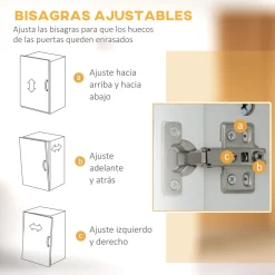 Aparador Tina Homcom 4 puertas + 2 compartimentos blanco 161x60x38 cm