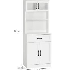 Aparador Tina Homcom 4 puertas + 2 compartimentos blanco 161x60x38 cm