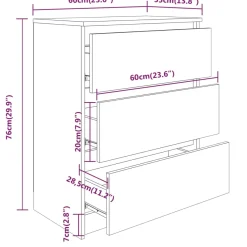 Aparador Travel 3 cajones 76x60x35 cm