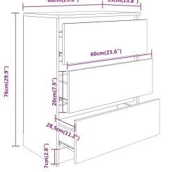Aparador Travel 3 cajones 76x60x35 cm