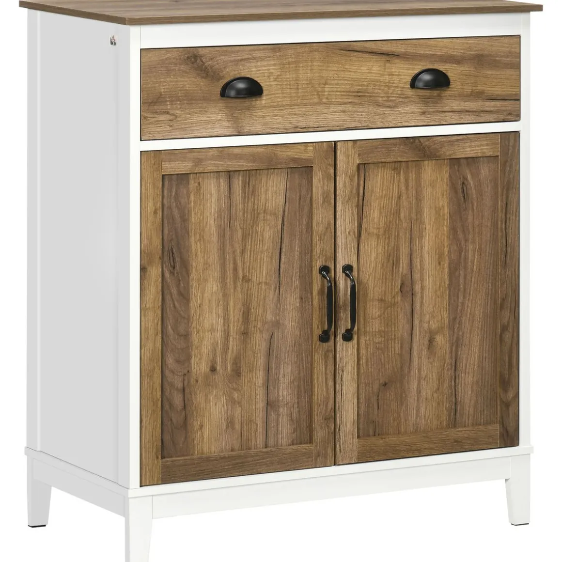 Aparador Tuvalu Homcom 2 puertas blanco/madera 89,4x78,5x39 cm