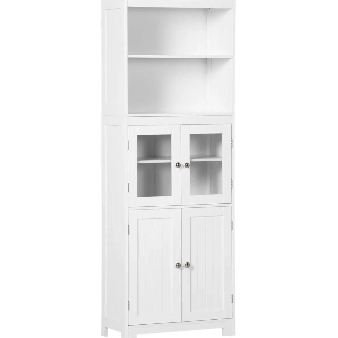 Aparador Unic Homcom 4 puertas + estantes abiertos blanco 162x60x30 cm