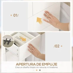 Aparador Viento Homcom 4 puertas + 2 cajones blanco 170x60x35 cm