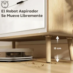 Aparador Vivo Homcom 1 puerta con 3 cajones blanco/natural 77x80x35 cm