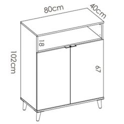 Aparador Wok 2 puertas con compartimento blanco/natural 102x80x40 cm