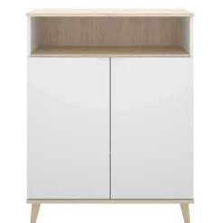 Aparador Wok 2 puertas con compartimento blanco/natural 102x80x40 cm