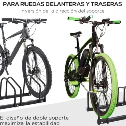 Aparcamiento para bicicletas Eloisa Homcom 3 plazas negro 27x76x33 cm