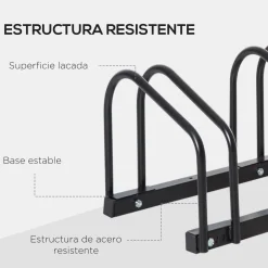 Aparcamiento para bicicletas Eloy Homcom 4 plazas negro 27x110x33 cm