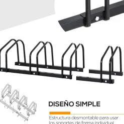 Aparcamiento para bicicletas Eloy Homcom 4 plazas negro 27x110x33 cm