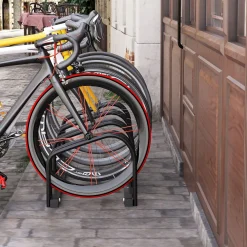 Aparcamiento para bicicletas Eloy Homcom 4 plazas negro 27x110x33 cm