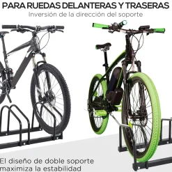 Aparcamiento para bicicletas Eloy Homcom 4 plazas negro 27x110x33 cm