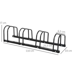 Aparcamiento para bicicletas Eloy Homcom 4 plazas negro 27x110x33 cm
