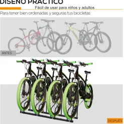 Aparcamiento para bicicletas Eloy Homcom 4 plazas negro 27x110x33 cm