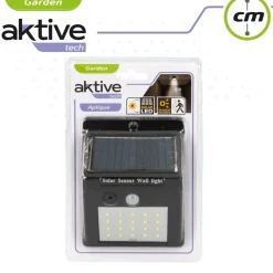 Aplique solar Aktive 8 LED sensor de movimiento negro 12,4x9,5x5 cm