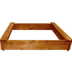 Arenero de jardín cuadrado para niños + 2 asientos +3A natural 20x120x120 cm