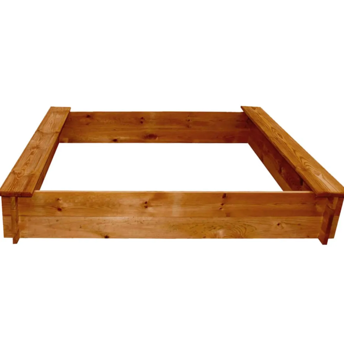 Arenero de jardín cuadrado para niños + 2 asientos +3A natural 20x120x120 cm