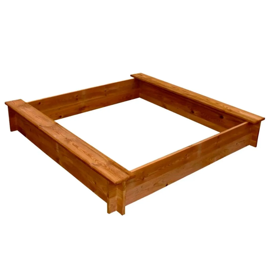 Arenero de jardín cuadrado para niños + 2 asientos +3A natural 20x120x120 cm