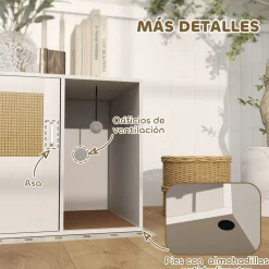 Arenero Gummy PawHut con puerta y rascador blanco/natural 50x80x50 cm