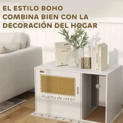 Arenero Gummy PawHut con puerta y rascador blanco/natural 50x80x50 cm