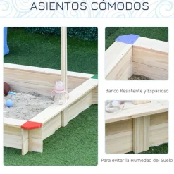 Arenero infantil Outsunny con toldo ajustable +3A azul 120x120x120 cm