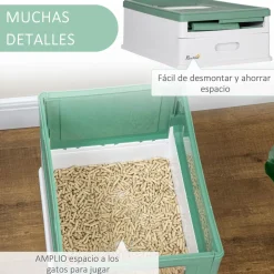 Arenero para gatos Piki PawHut plegable + puerta + bandeja 36,7x35,5x47,5 cm