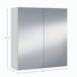 Armario 2 puertas con espejo Camerino blanco 65x60x21 cm