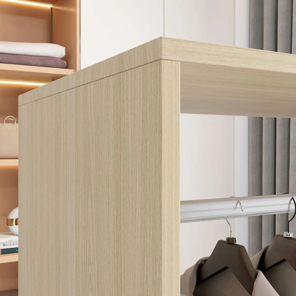 Armario abierto Kirk Homcom 1 barra + 2 estantes + ruedas 128x60x40 cm