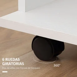 Armario abierto Nova Homcom 3 estantes + 2 barras + ruedas blanco 128x120x40cm