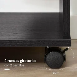 Armario abierto Zayn Homcom 1 barra + 3 estantes + ruedas negro 128x80x40 cm