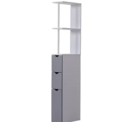 Armario alto de baño blanco/gris 15x33x136 cm