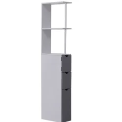 Armario alto de baño blanco/gris 15x33x136 cm