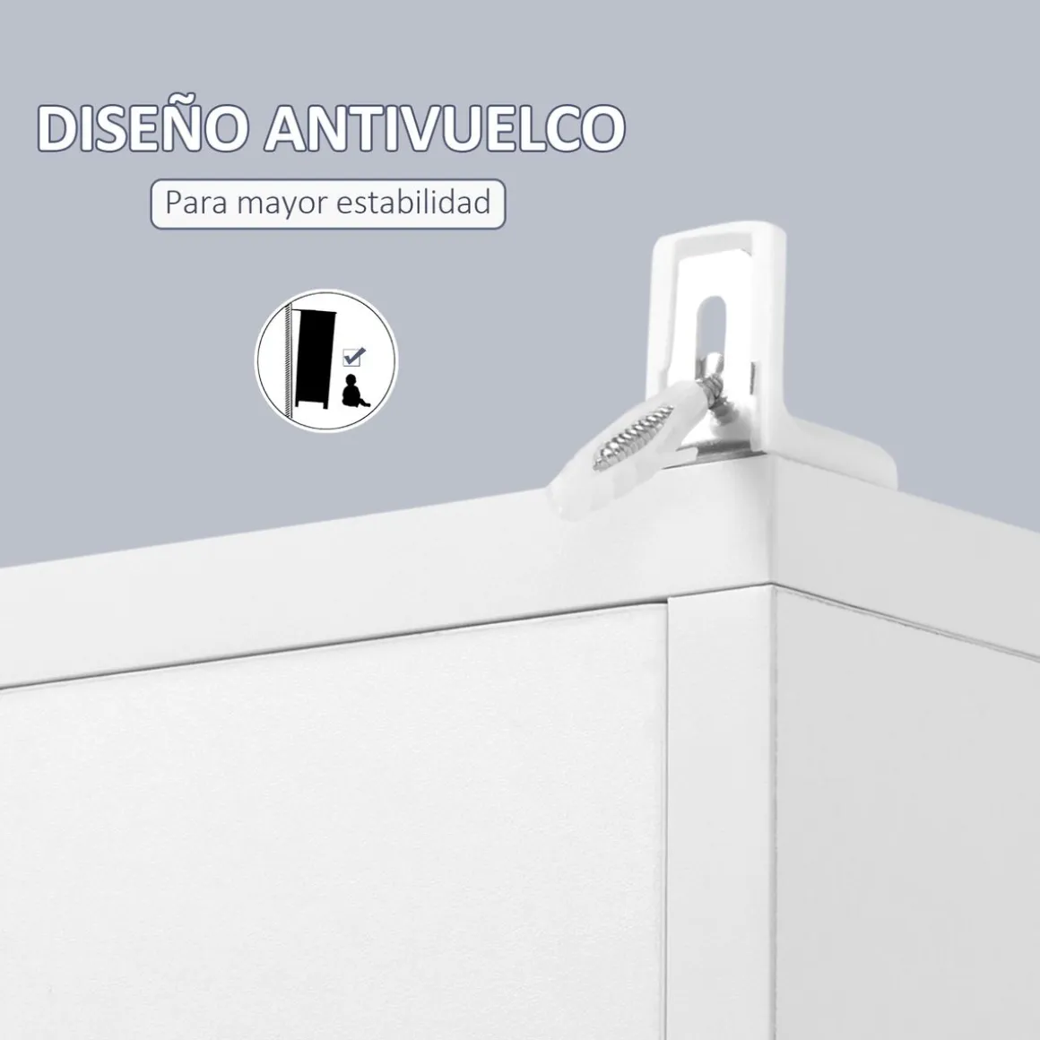 Armario alto de baño Onnie Kleankin 2 estantes + 2 puertas blanco 180x30x28 cm