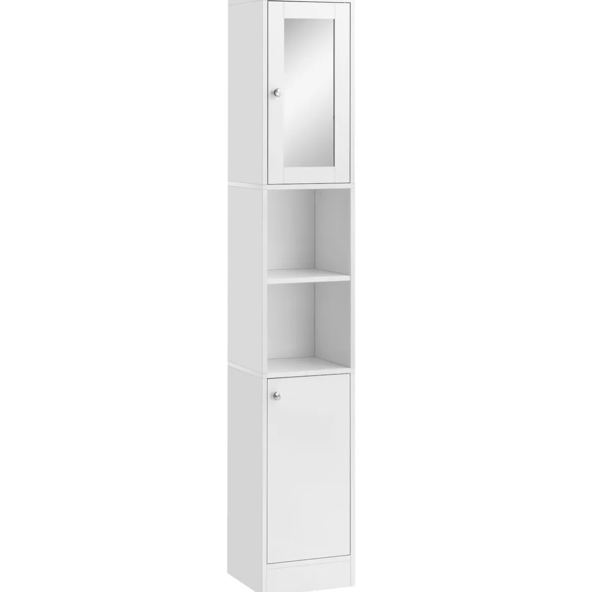 Armario alto de baño Onnie Kleankin 2 estantes + 2 puertas blanco 180x30x28 cm