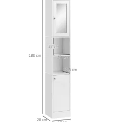 Armario alto de baño Onnie Kleankin 2 estantes + 2 puertas blanco 180x30x28 cm