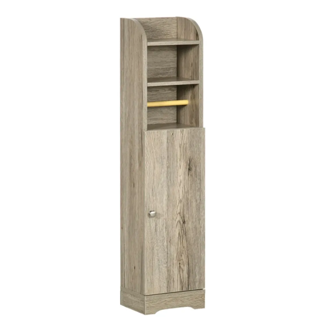 Armario alto Kleankin con estantería ajustable + portarrollos gris 100x23x18 cm