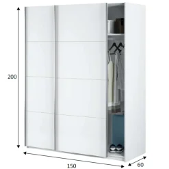 Armario Arya 2 puertas correderas blanco Artik 200x150x60 cm