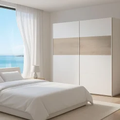 Armario Arya 2 puertas correderas blanco artik/roble Alaska 200x180x60 cm