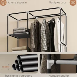 Armario Aurora Homcom 6 estantes 162,5x103x43 cm