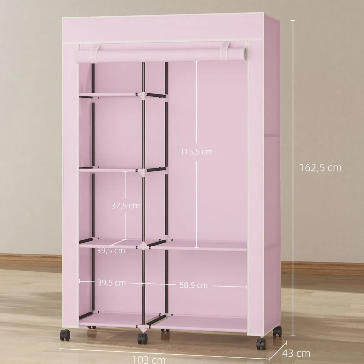 Armario Aurora Homcom 6 estantes 162,5x103x43 cm