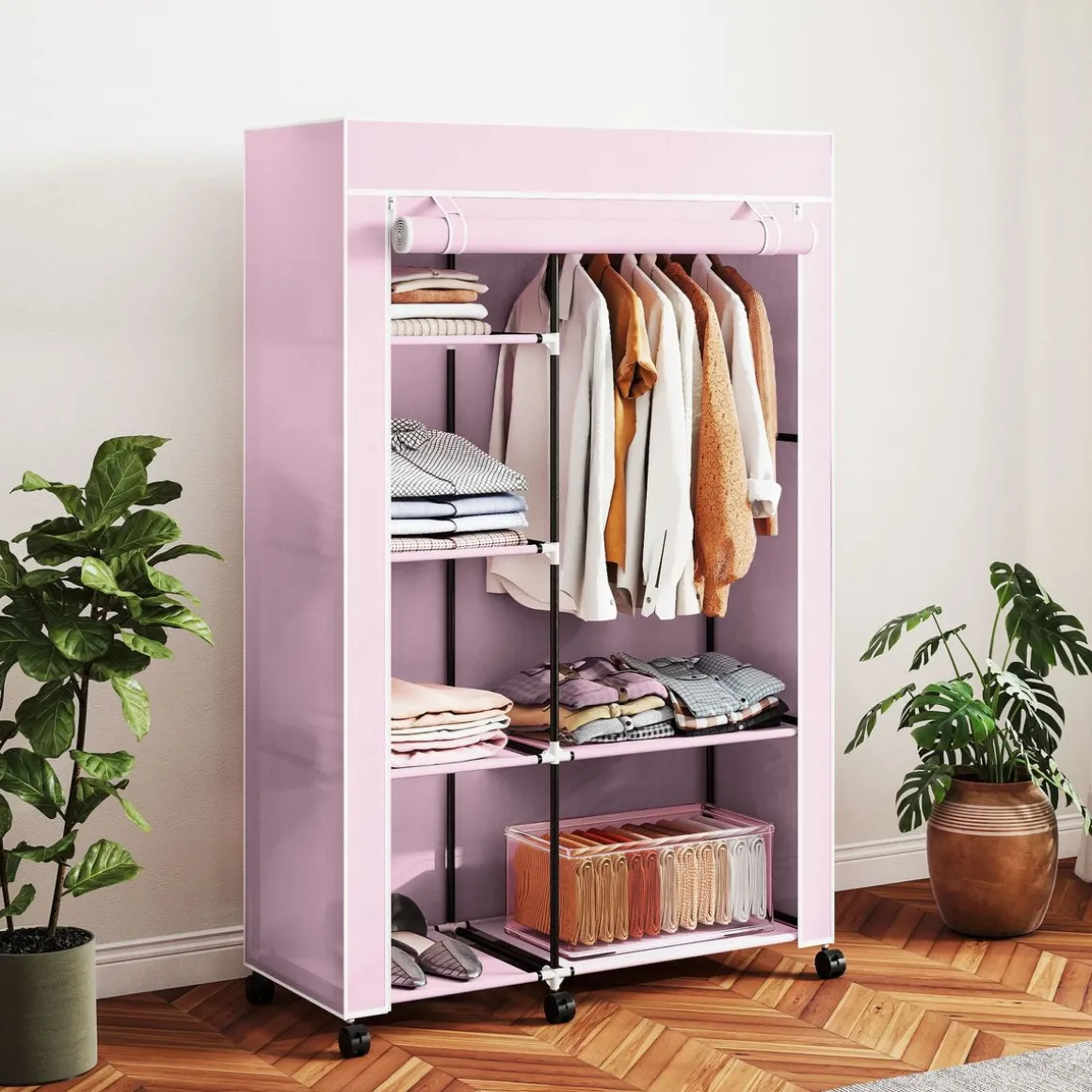 Armario Aurora Homcom 6 estantes 162,5x103x43 cm
