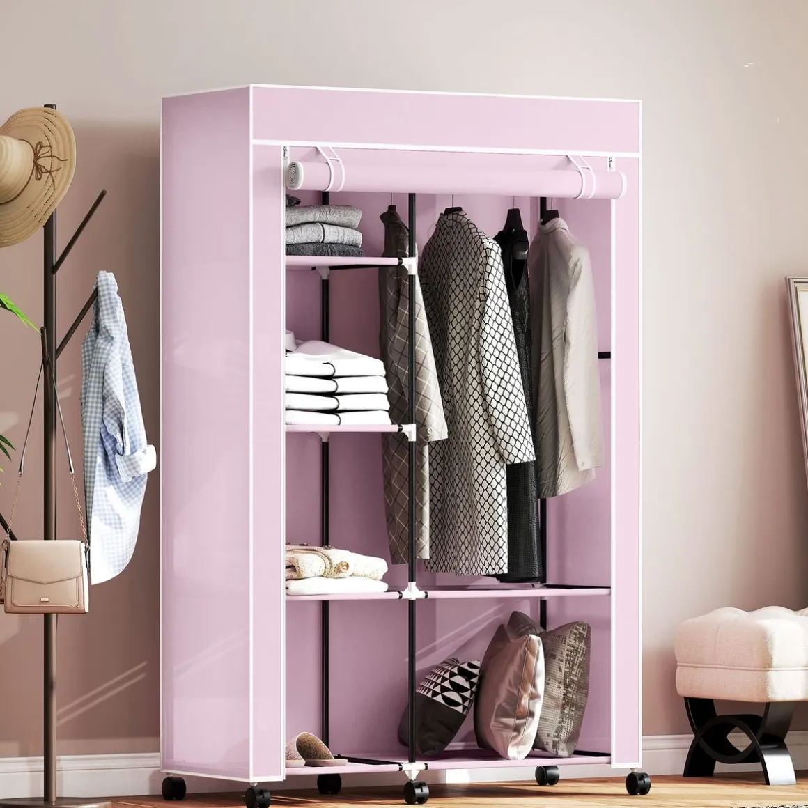 Armario Aurora Homcom 6 estantes 162,5x103x43 cm