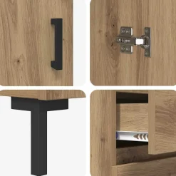 Armario auxiliar Adrianne 1 puerta + 3 cajones roble 180x34,5x34 cm