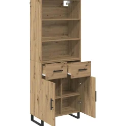Armario auxiliar Babi 2 puertas + 2 cajones + 3 estantes roble 180x69,5x32,5 cm