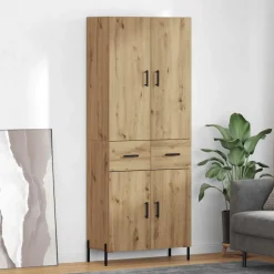 Armario auxiliar Carla 3 estantes + 2 cajones + 2 puertas roble 180x69,5x34 cm