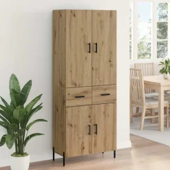 Armario auxiliar Carla 3 estantes + 2 cajones + 2 puertas roble 180x69,5x34 cm