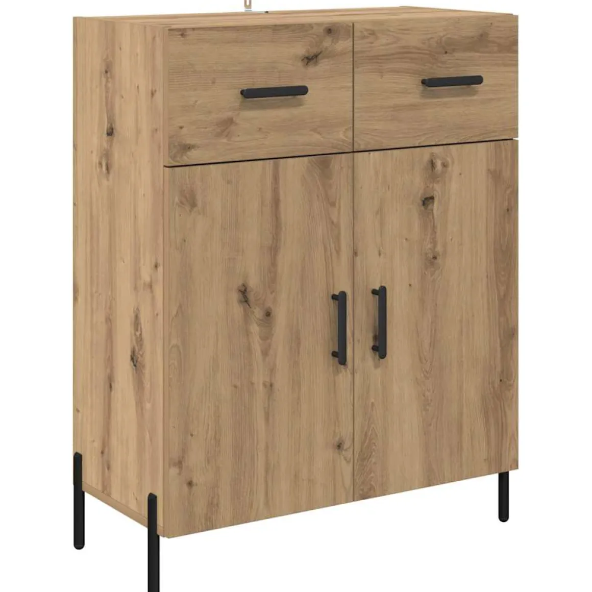 Armario auxiliar Carla 3 estantes + 2 cajones + 2 puertas roble 180x69,5x34 cm