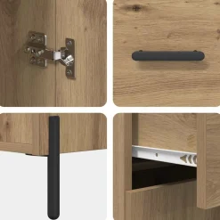 Armario auxiliar Carla 3 estantes + 2 cajones + 2 puertas roble 180x69,5x34 cm